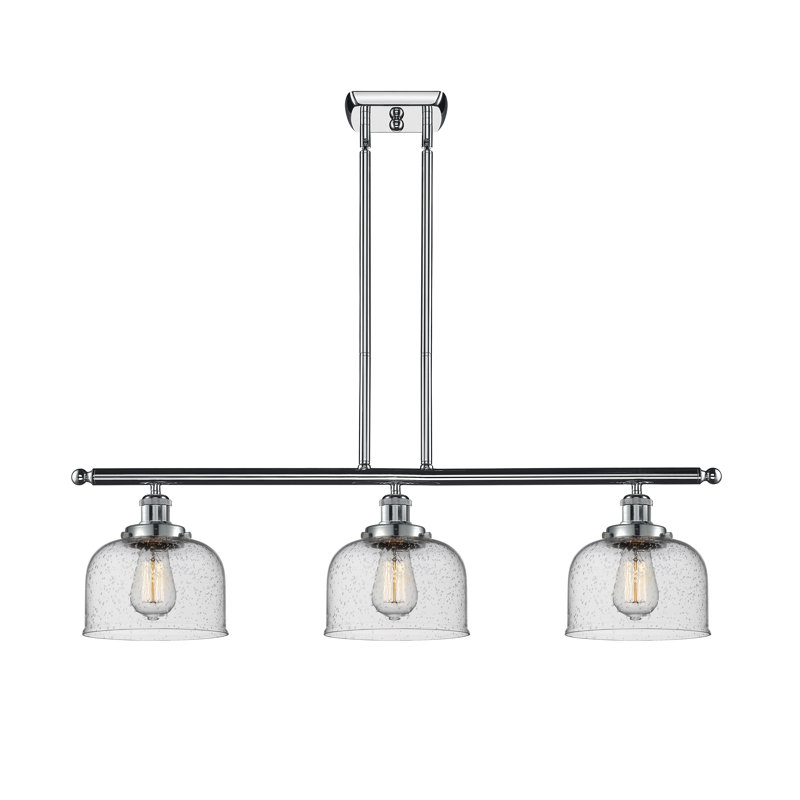 Luminaire suspendu linéaire à 3 lumières HamLake, Bullé, Ampoule non incluse, Chrome poli