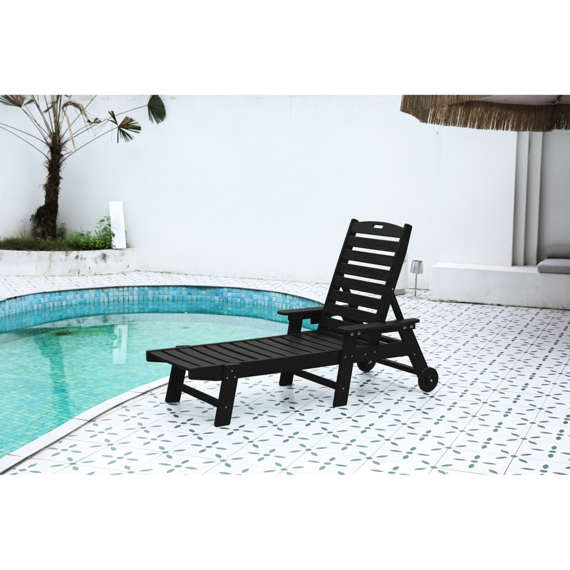 Méridienne Abraham avec 5 positions, roues et porte-gobelet, pour chaise longue d'extérieur, de patio, de piscine, de jardin, d'extérieur