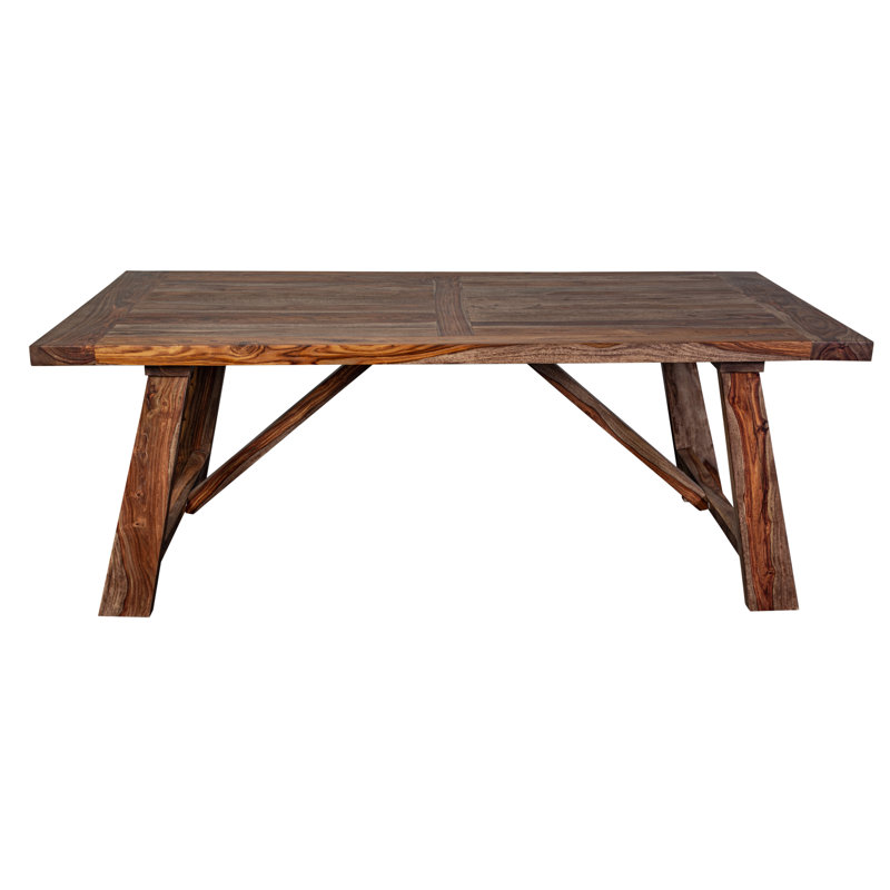 Ringgold Sheesham Rectangular Solid Wood Top with Solid Wood Base Dining Table, Brown