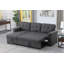 Canapé d'angle convertible, 213 cm (L) x 137 cm (P) x 89 cm (H), lin, 3 pièces, gris foncé, lit gigogne avec méridienne de rangement réversible