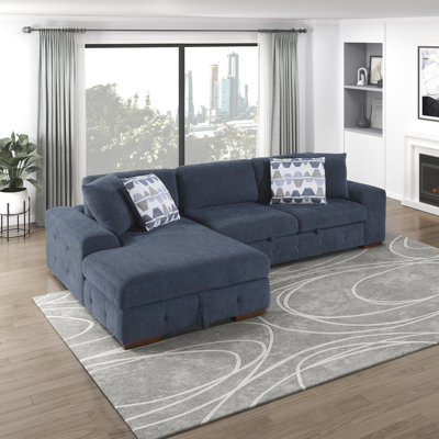 Odesser 115" W 2-Piece Chenille Sleeper Sectional 