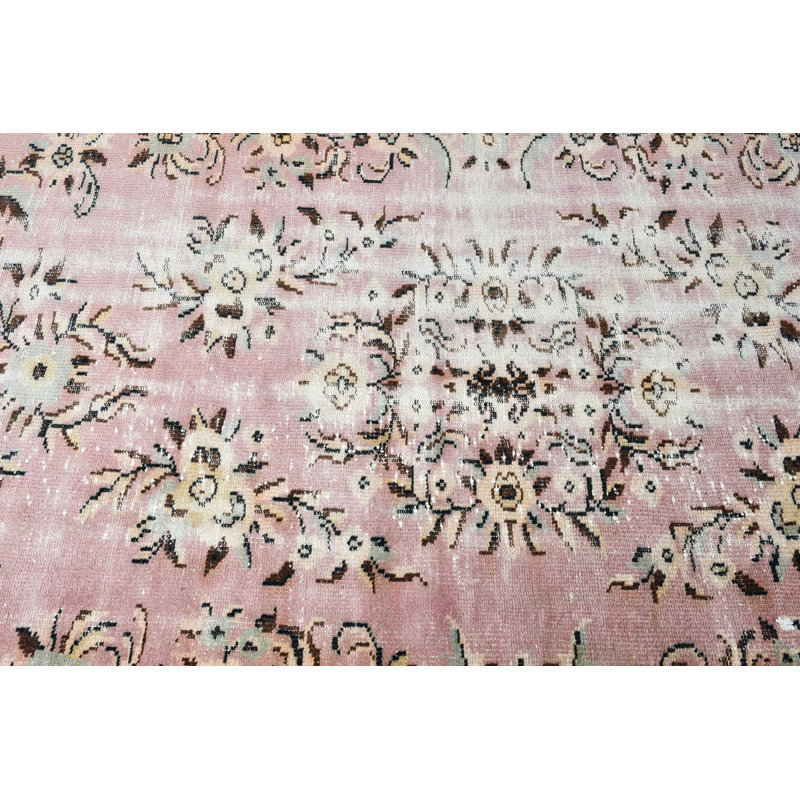 Tapis turc fait à la main en rose pour le salon et la maison - Tapis rétro