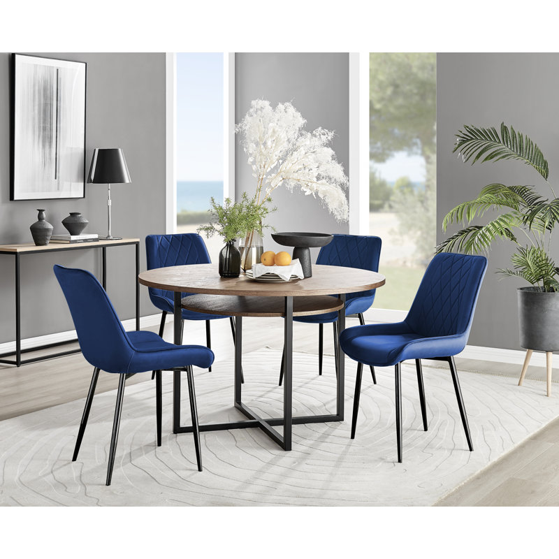 Adler 4 - Person Dining Set, Navy/Black