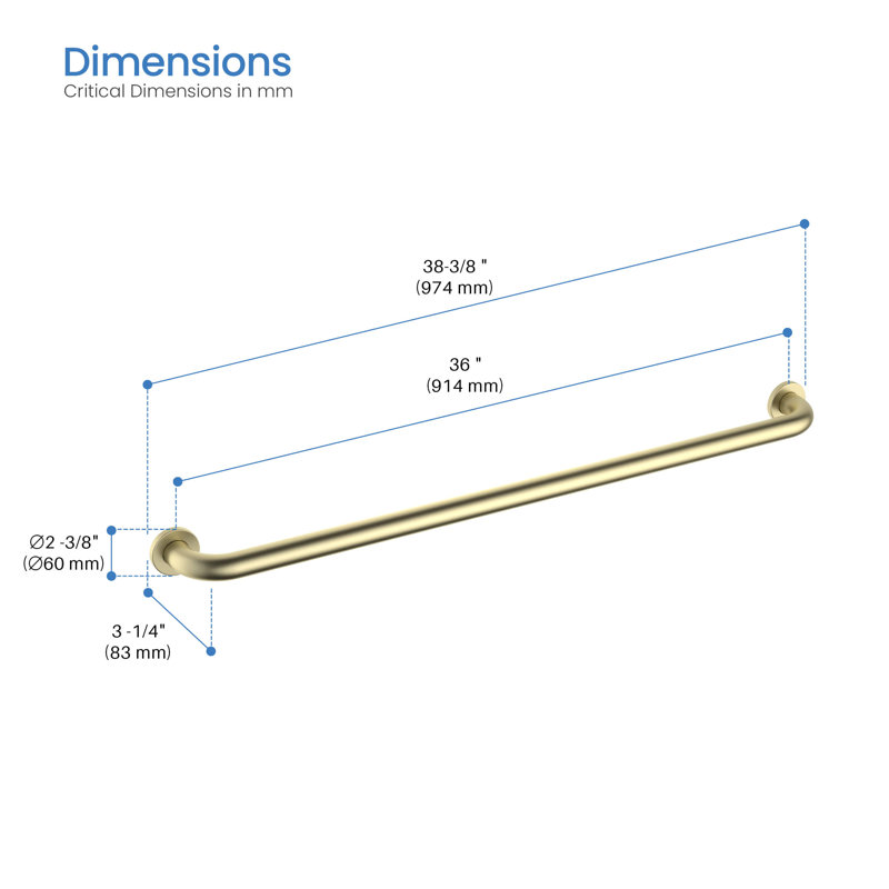 38.38'' Bath Safety Grab Bar, Gold