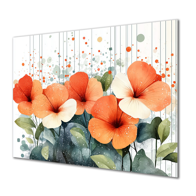 «Red Blooming Poppy Gardens In The Spring - Fleurs», décoration murale en métal, impression moderne sur métal