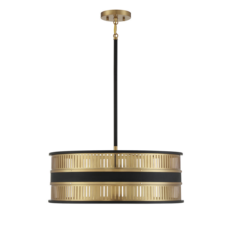 4 - Light Steel Dimmable Drum Chandelier