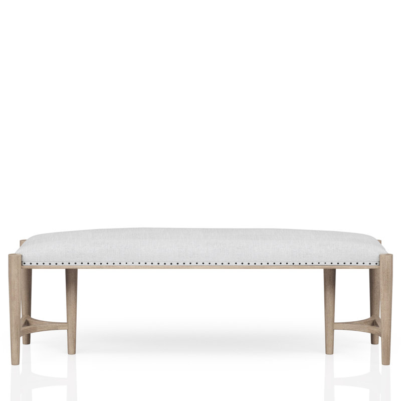 Banc de couleur sable pour le coin salon, siège rembourré, banc élégant Triad Bases, bases élégantes