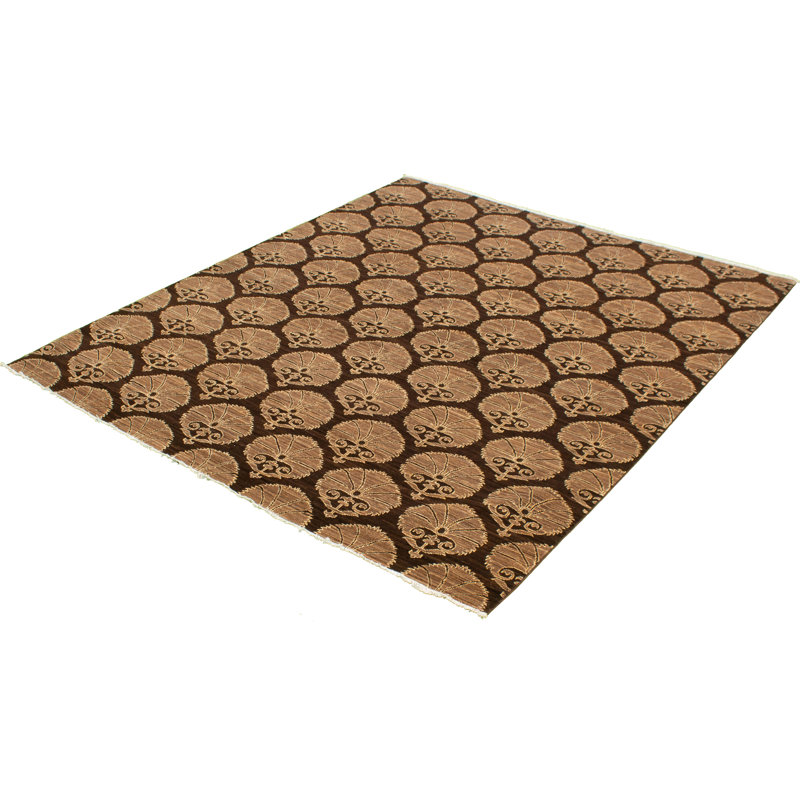 Tapis brun foncé en laine nouée à la main de conception unique 18 pi x 9 pi 6 po nouvel âge 18 / 20ème