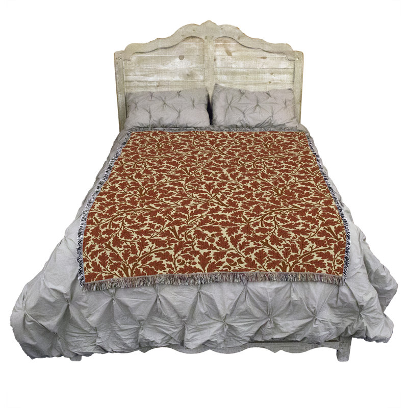 Couverture en chêne Pure Country Weavers William Morris, L 54 po x L 72 po, Rouge