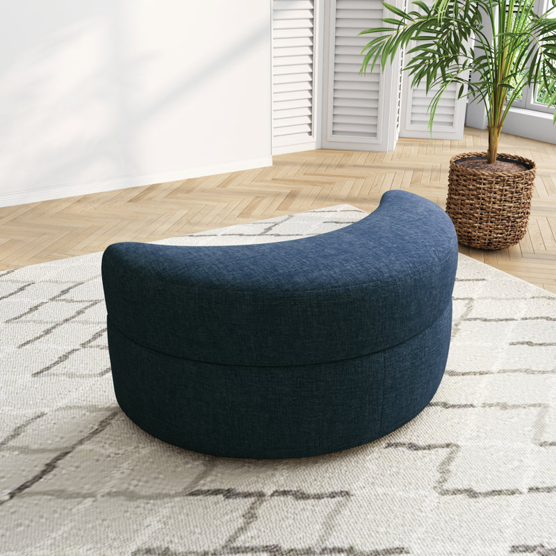 Repose-pieds demi-lune, Chenille bleue marine