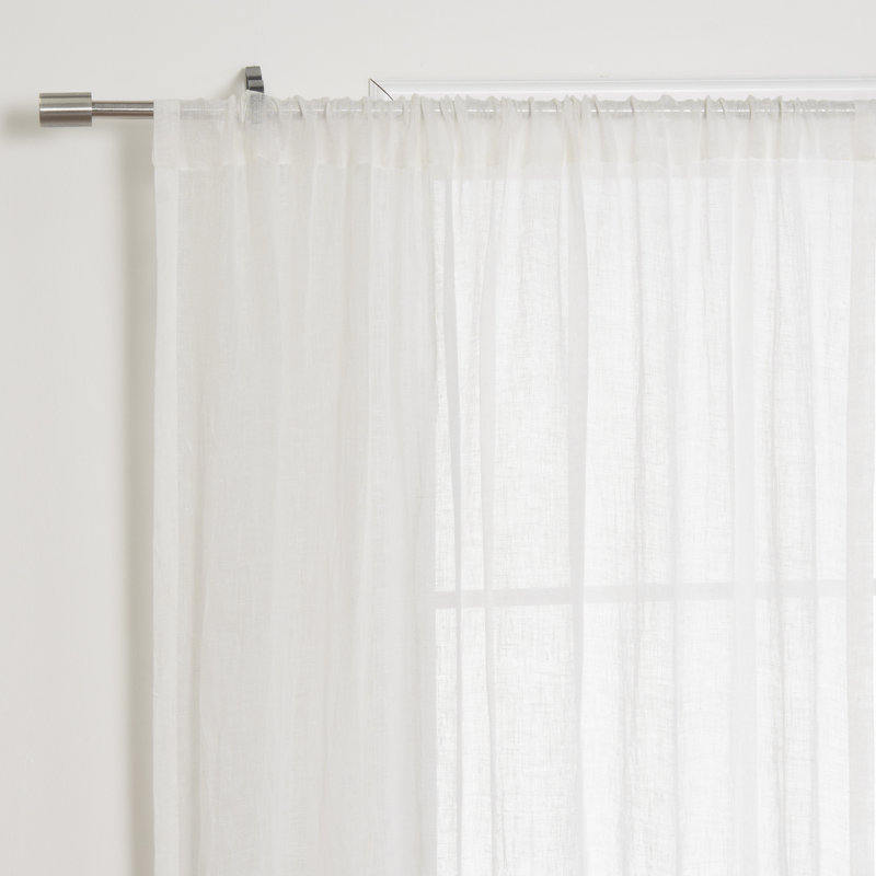 Burtie Linen Room Darkening Single Curtain Panel, White/Gray