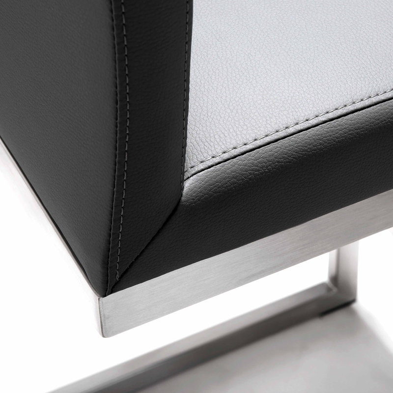 Upholstered Counter Stool with Metal Frame, Grey/Silver