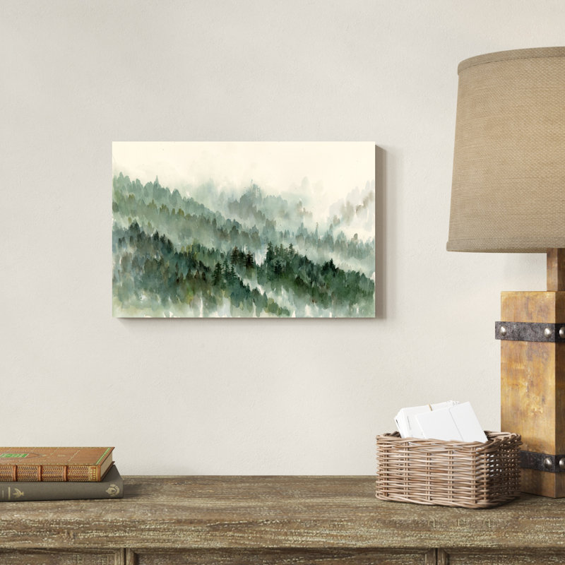 Forêt / aquarelle, H 12 po x l 18 po, Toile tendue, Sans cadre
