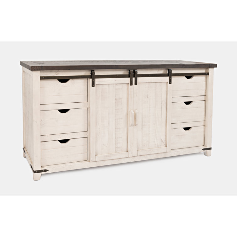 Hebden 70" Wide 6 Drawer Pine Wood Sideboard