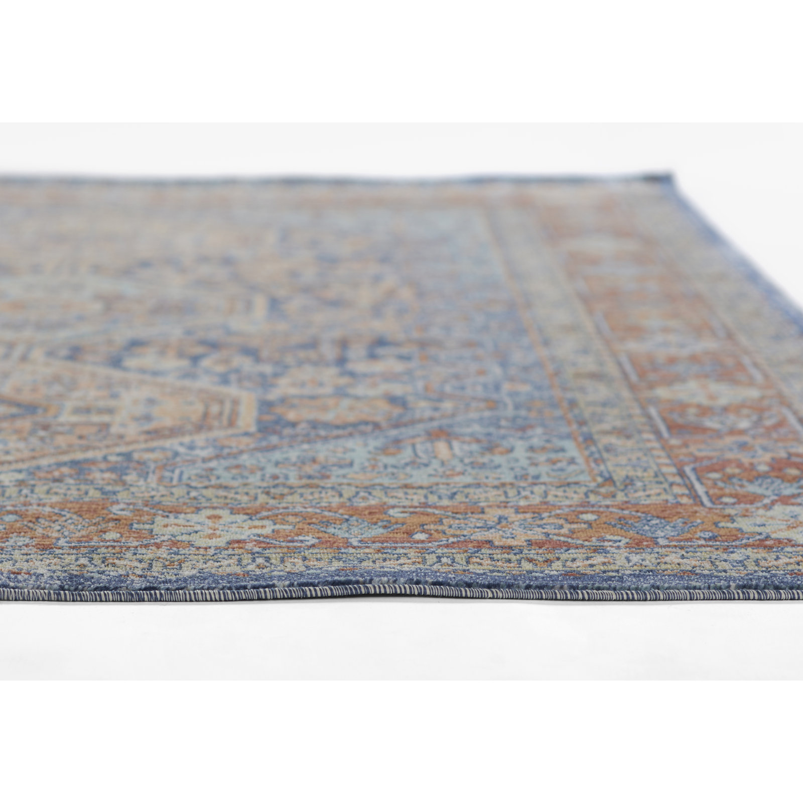 Willer Navy Orange Oriental Rug, Rectangle 4' x 6'