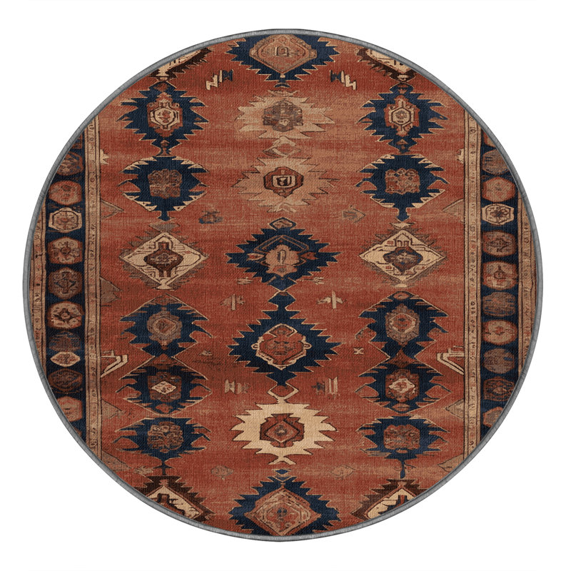 Tapis brun lavable à la machine, Rond 6 pi