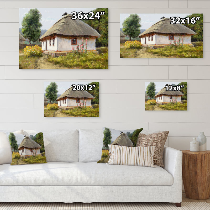 Vieux village champêtre Lanscape V - peinture sur toile, H 12 po x l 20 po x P 1 po, Toile tendue