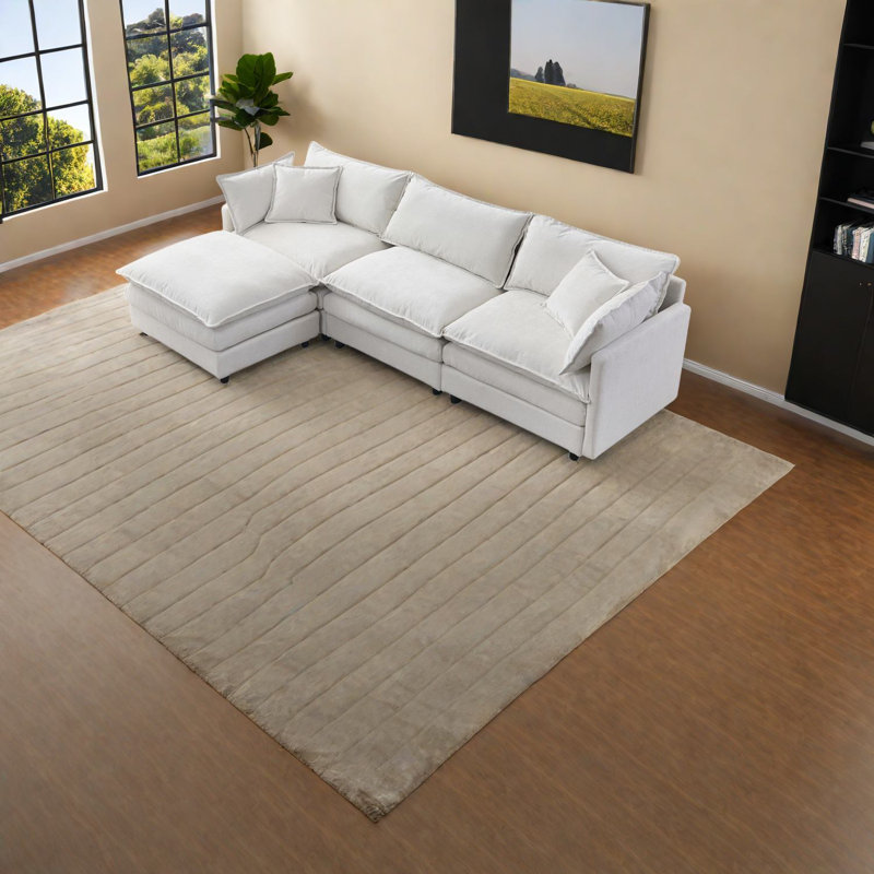 Canapés modulaires confortables en chenille, grand canapé modulaire en L pour la maison