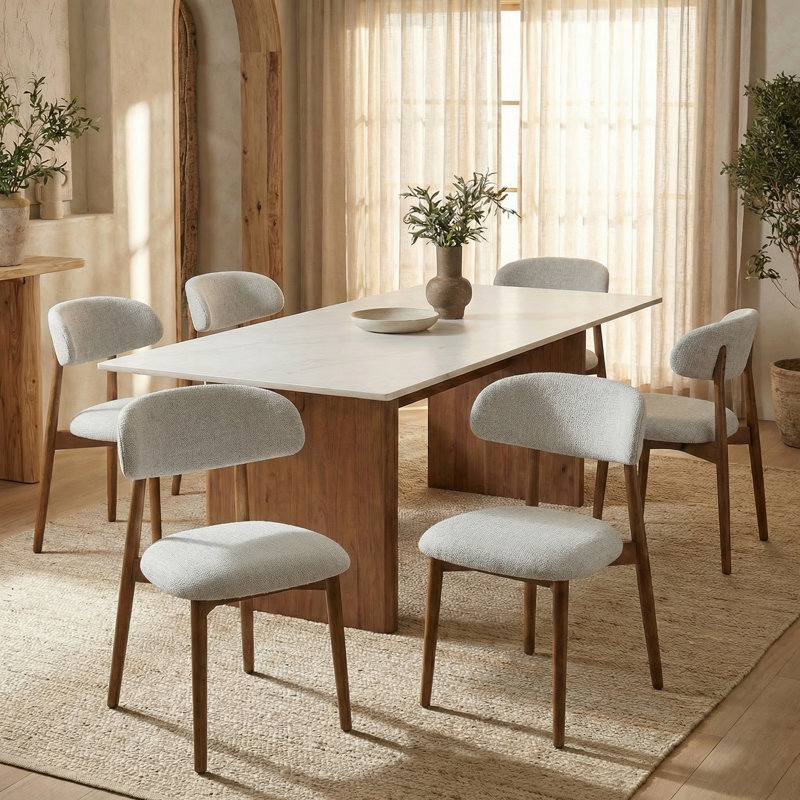 Chaise d'appoint rembourrée en bois massif, Gris clair