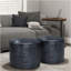 Pouf rond Connor - bleu marine vieilli-120220209