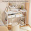 Bureau d'ordinateur blanc, petit bureau de 36 pouces avec tiroirs, bureau à domicile avec tablettes de rangement pour chambre à coucher, salon, dortoir, meuble-lavabo pour petits espaces, blanc