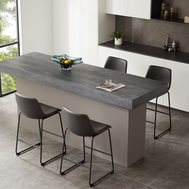 Tabouret Gillyan, Noir, Tabouret de comptoir (hauteur du siège 25,9 po)
