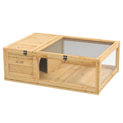 Reptile Habitat - Maison en bois pour geckos, tortues. 2, coffre-fort, avec options d'affichage jaune