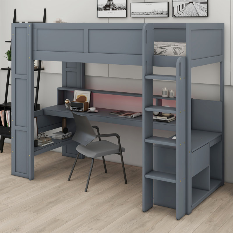 Jaylein Kids Loft Bed with Drawers, Twin