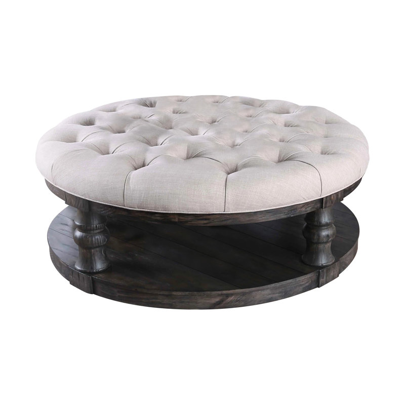 Table basse rustique avec coussin 48,5 ", gris antique, Noir