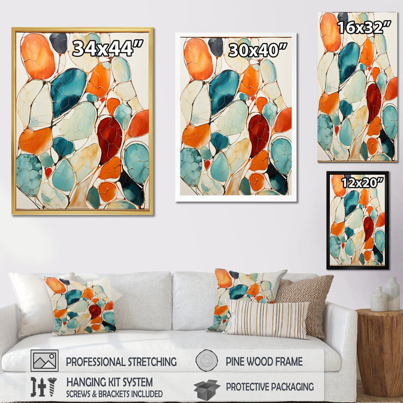 «Ingvarda Blue Mid Century Midcentury Mosaic I», reproduction sur toile, H 20 po x l 12 po x P 1 po, Toile tendue