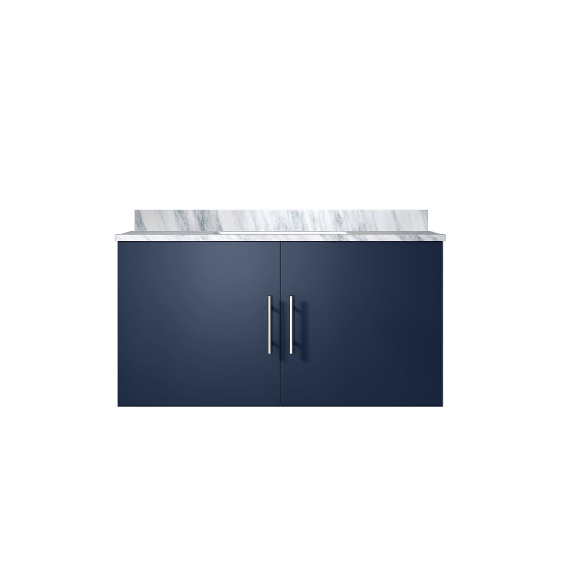 Meuble-lavabo de salle de bain avec comptoir en marbre de Carrare (SINK SINK), Navy Blue, L 36 po