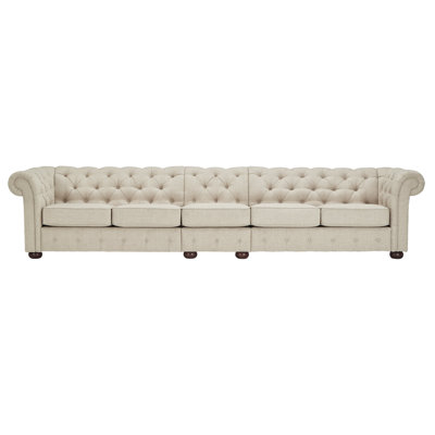 Canapé Chesterfield à accoudoirs roulés en lin 141,2 po Huskins