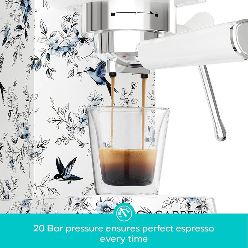 Machine à expresso, cafetière à espresso avec mousse de lait, cacao bleu