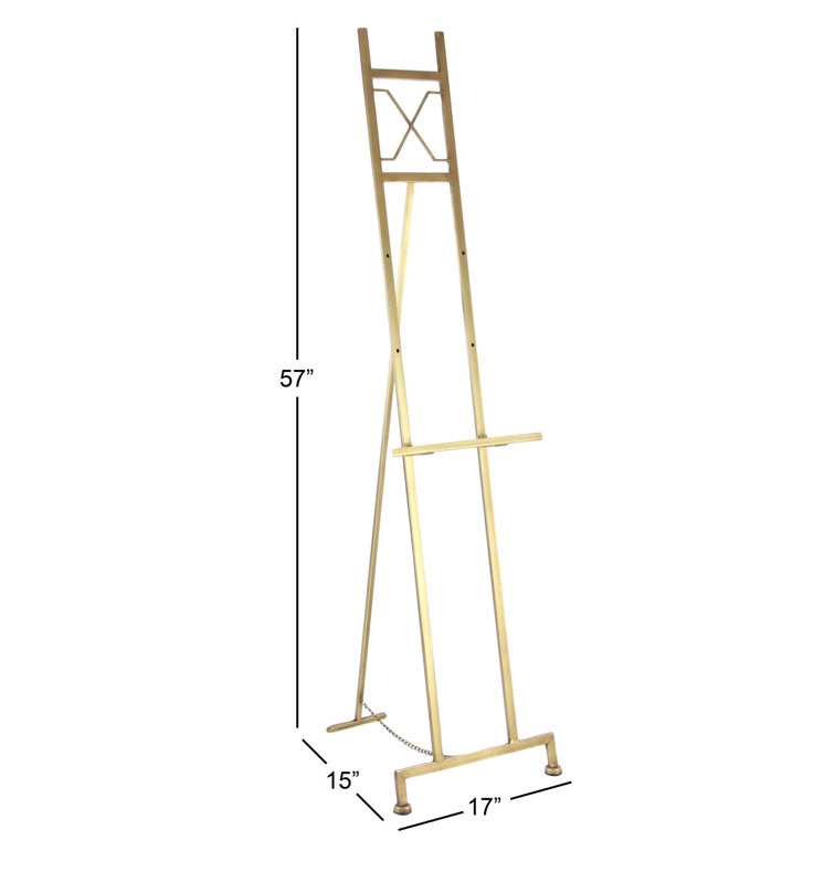 Chifor Metal Free Standing Adjustable Display Stand Easel with Chain Support, 57.20" H x 18.50" W x 15.50" D, Gold