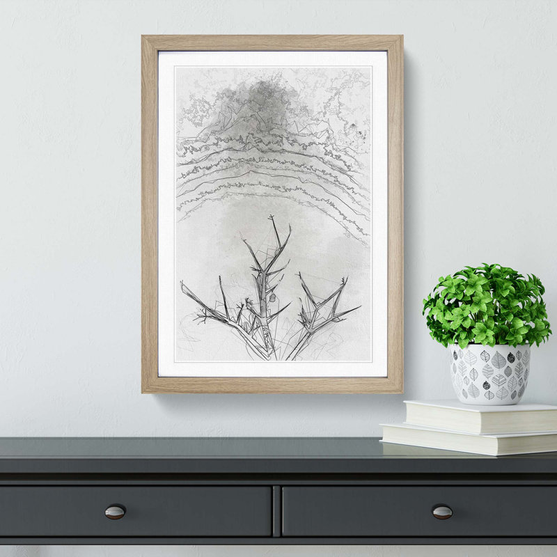 Bird House in a Tree in Abstract - Picture Frame Graphic Art Print, 87cm H x 62cm W x 2cm D, Oak Framed