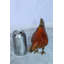 Figurine de poulet en bronze Nifao - Sculpture de ferme en émail rouge avec ailes et queue dorées - Moulage à la cire perdue fabriqué à la main - Collection rustique de décoration de cuisine et maison de campagne 8 po x 4 po x H 7 po-1202723114