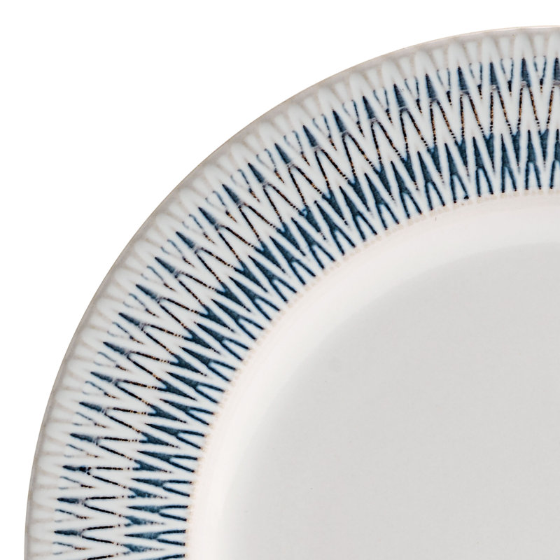 Casey White and Blue Ceramic 12-Piece Dinnerware Set