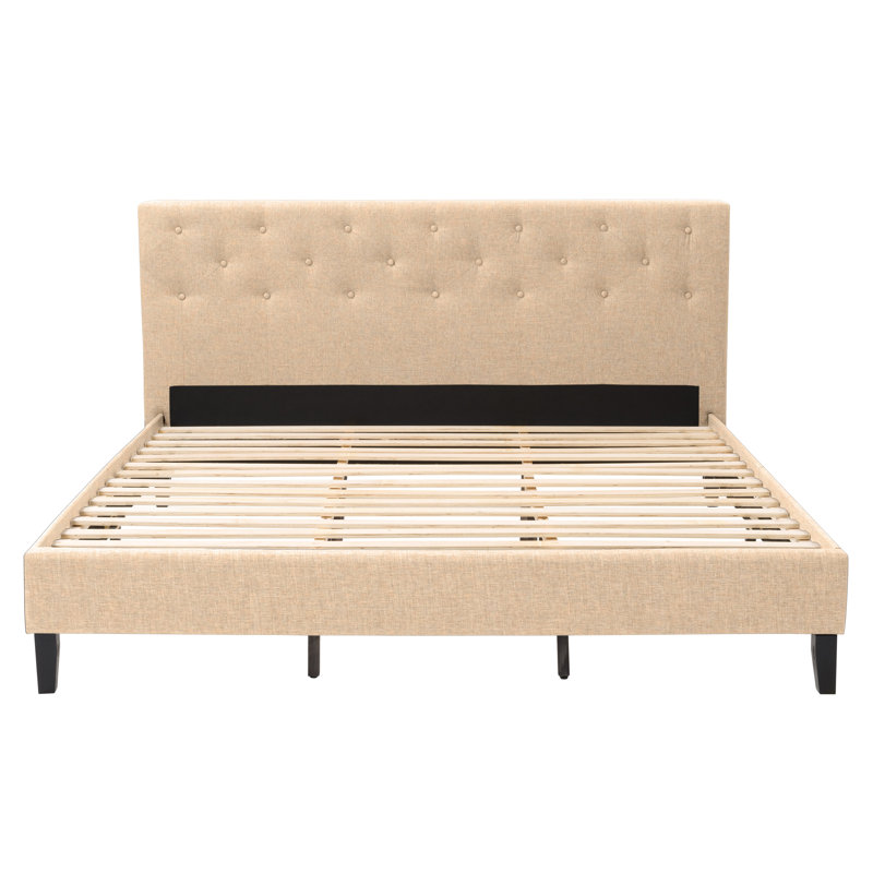 Achilles Upholstered Platform Bed, Cream, King