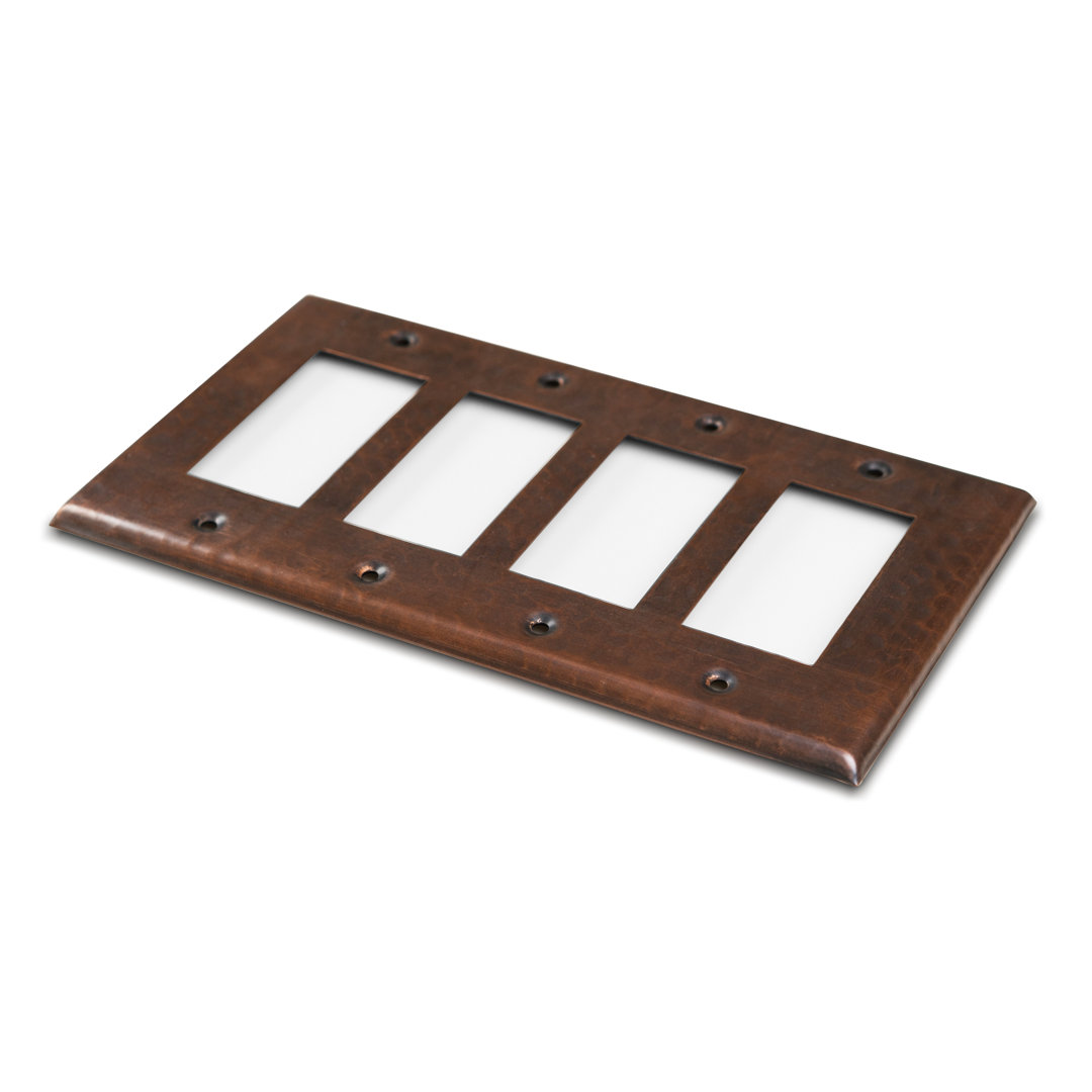 Hand Hammered 4-Gang Rocker Light Switch Standard Wall Plate Monarch Abode 
