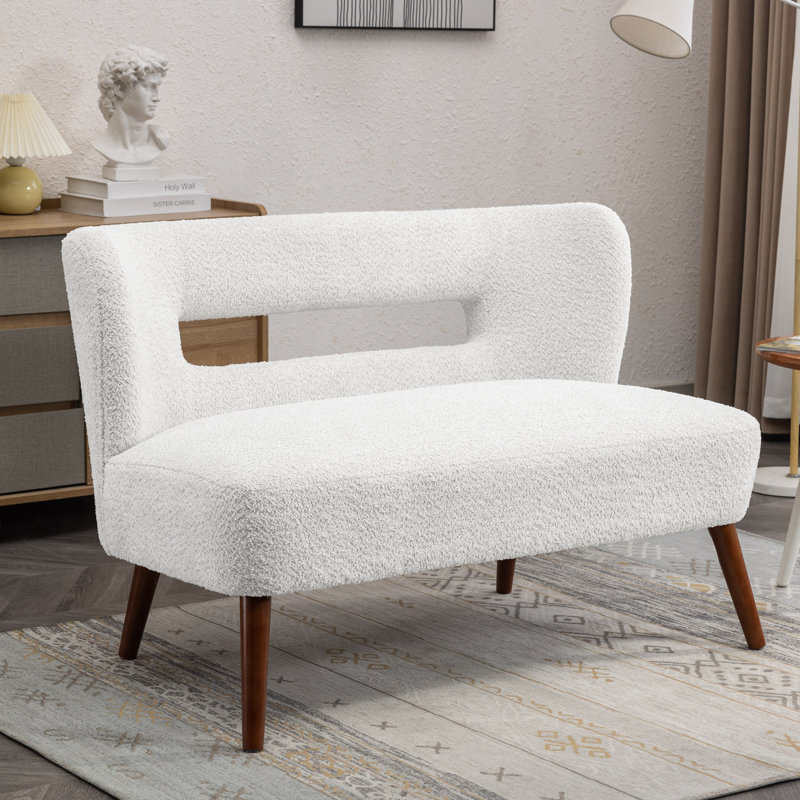 Ashyia 45.47'' Loveseat with Rubberwood Legs, White