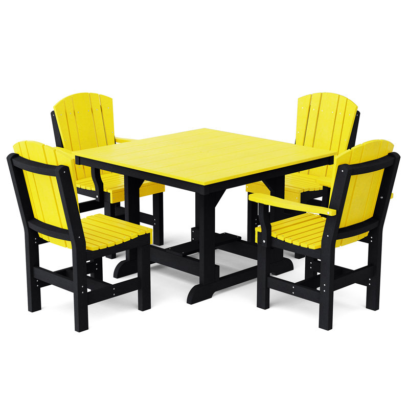 Ensemble de salle à manger 5 pièces 44 "x 44" Heritage, Jaune citron / noir