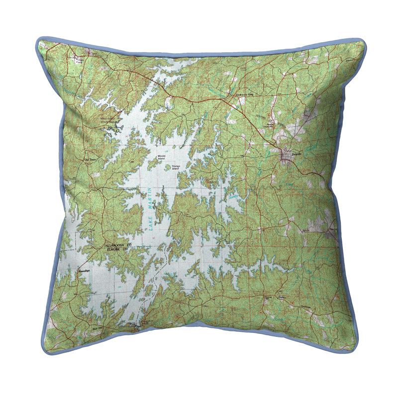 Housse et insert de coussin d'extérieur carré carré avec cordon Lake Martin, 18 po x 18 po