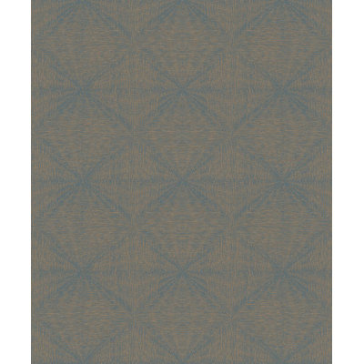 Concord Wallcoverings Geometric Textured Wallpaper Featuring Shiny Diamond Shapes With Lines, Blue Green Copper, 21In X 33Ft(56Sqft); 30832