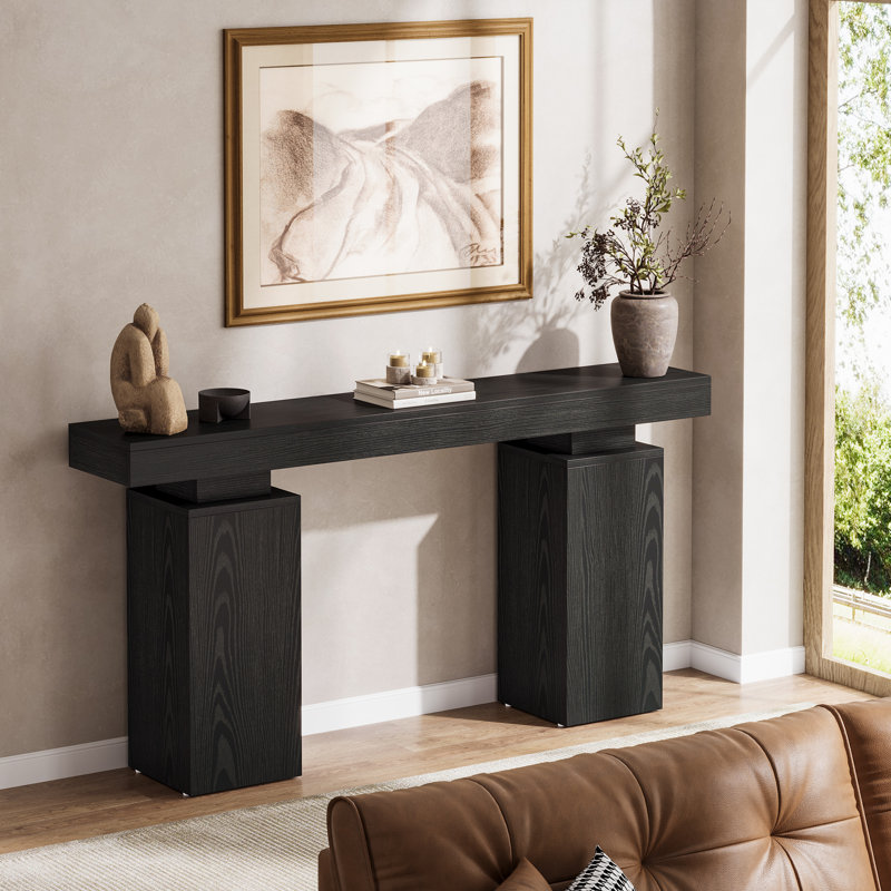 Console 63 pouces brun rustique, Noir