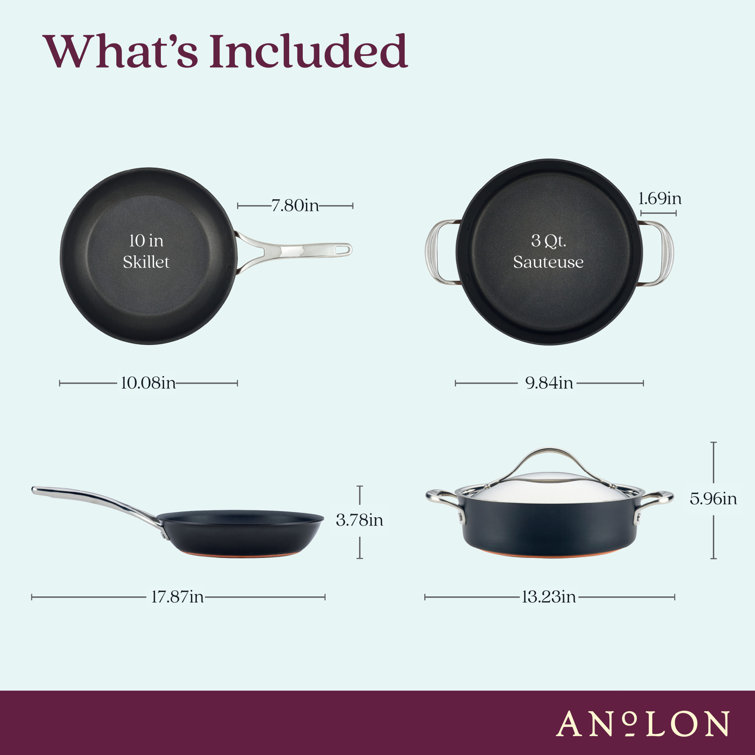 Hard Anodized Nonstick Cookware Pots and Pans Set, 4 Piece, Onyx Black