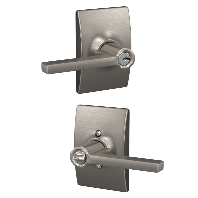 Latitude Keyed Door Lever, Satin Nickel, Yes