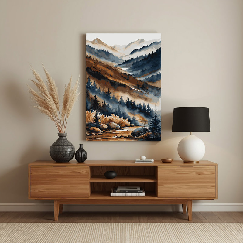 Aquarelle paysage 51 mauve, art mural en métal, H 14 po x l 11 po