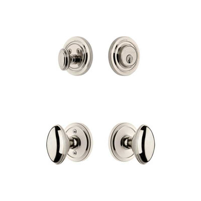 Grandeur Circulaire Rosette Entry Set with Eden Prairie Knob in Polished Nickel