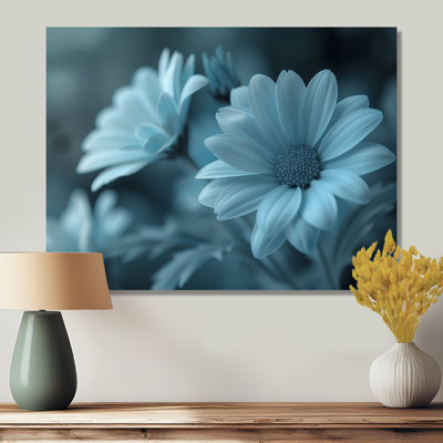 «Blue Mon monochrome Mums Garden Scenery I - Mums Wall Art Living Room»