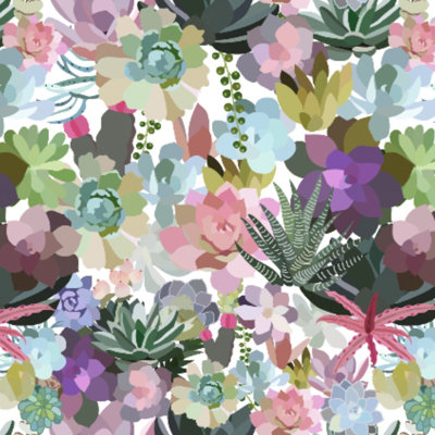 Mia's Succulent Lavender & Blue Peel and Stick Wallpaper